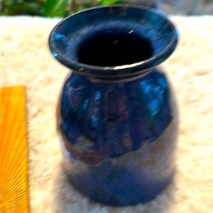 Prairie fire, pottery vase. Deep blue with white specks.5” tall 3 inch top.